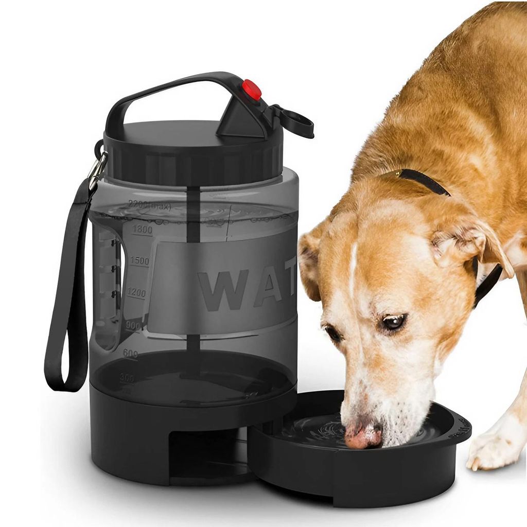 Hundetrinkflasche 2200ml,große Outdoor Wasserflasche für Hunde, Hundewasserflasche mit ausziehbarem Napf, tragbar und auslaufsicher