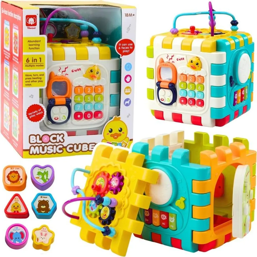 Cube d'Activités Interactif 6 en 1 avec Musique et Lumières pour Enfants