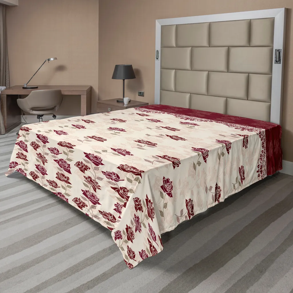 Drap de Lit Grande Taille pour Décoration Chambre Thème Roses et Fleurs