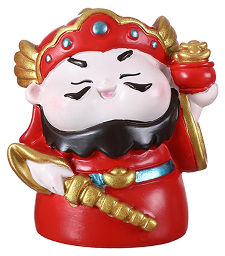 Cartoon-Gott des Reichtums Figur, handbemalt, chinesische Götterstatue aus Kunstharz, Dekoration für Zuhause, Büro oder Schreibtisch