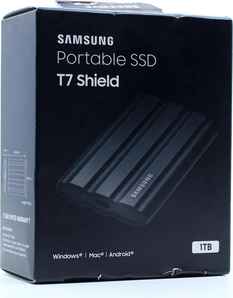 SSD Portable 1 To T7 Shield Noir - Idéal pour Vidéastes et Photographes