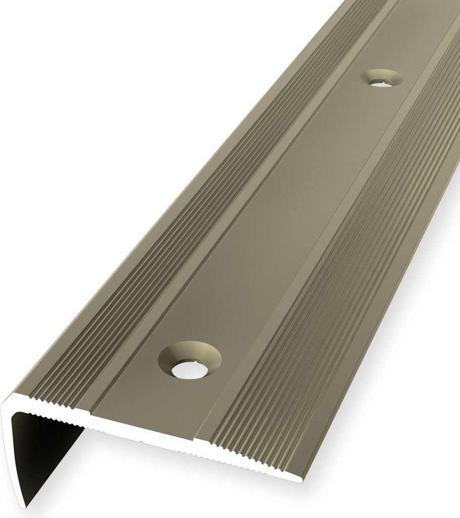 Treppenkantenprofil 16 x 38 x 2500 mm Winkelprofil Einfasshöhe 0 - 14 mm Aluminium Geriffelt Versenkt Gebohrt Sand Küberit