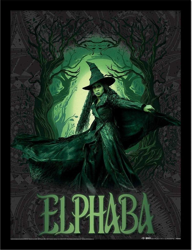 Wicked - Glühen Gerahmtes Poster, Elphaba PM12495 (40 cm x 30 cm) (Schwarz/Grün)