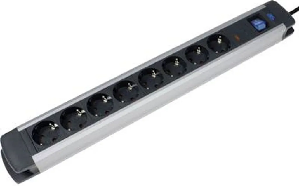 Multiprise 8 Prises Robuste ALUX Noir as-Schwabe 18368 - Câble 1,5 m