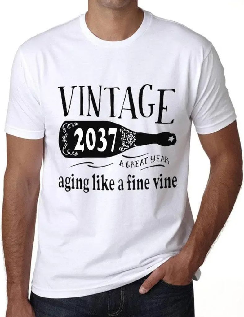 Herren Grafik T-Shirt Alterung wie ein guter Wein 2037 – Aging Like A Fine Wine 2037 – Öko-Verantwortlich Vintage Jahrgang Kurzarm Lustige Druck