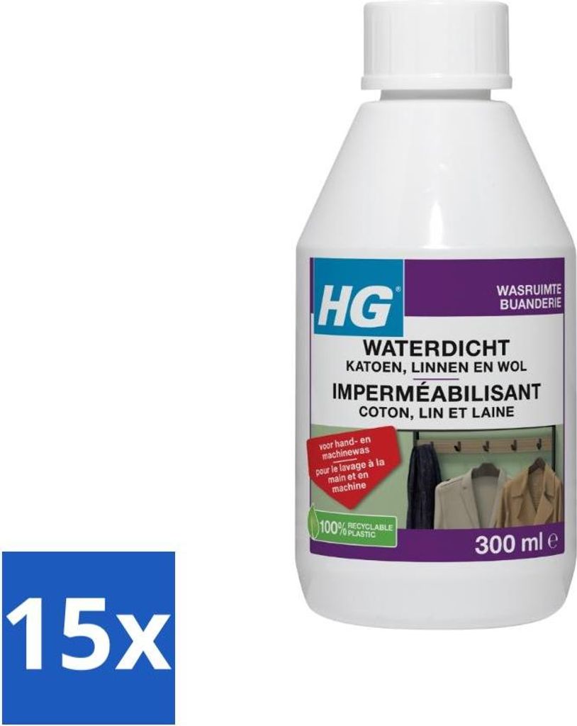 HG Imprägniermittel Baumwolle für Leinen, Wolle & Mischtextilien 300 ml - Vorteilspack - 15 Stücke