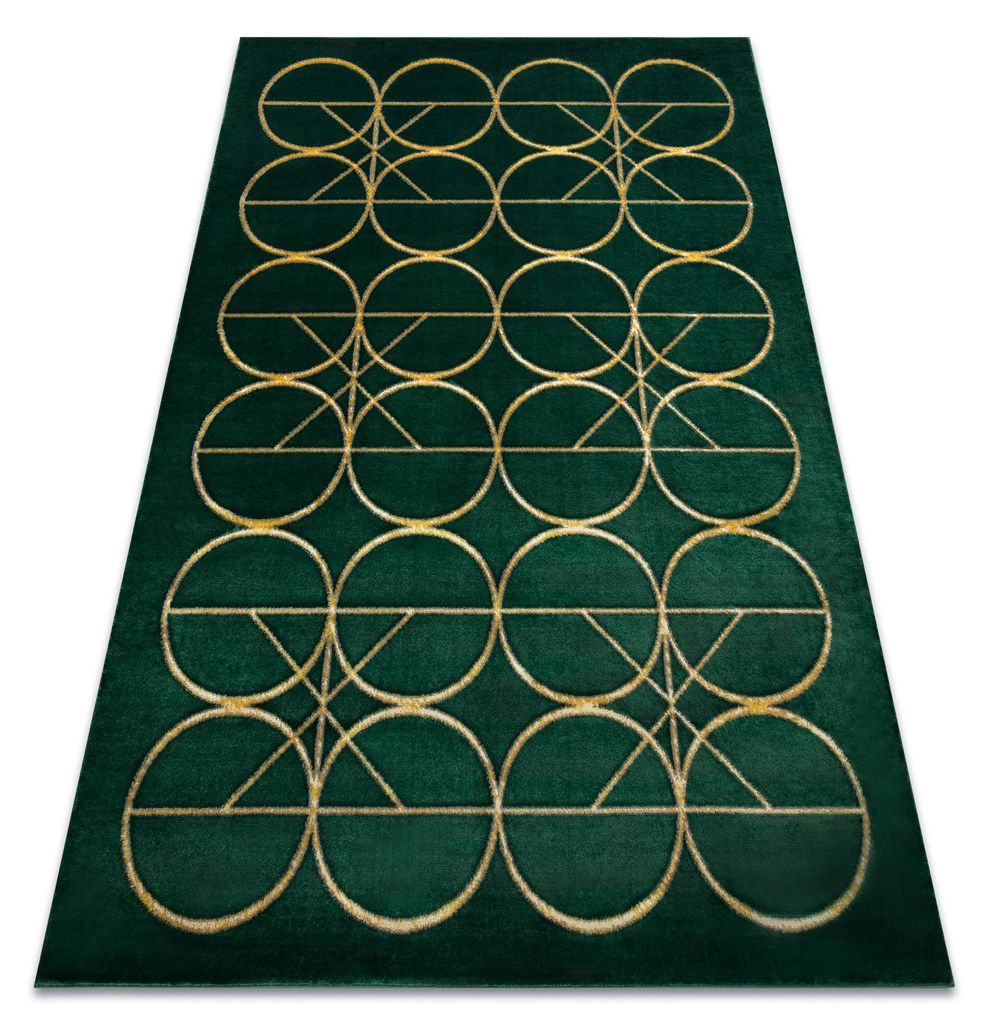 Exklusiv EMERALD Teppich 1010 glamour, stilvoll Kreise Flaschengrün / gold Grün 240x330 cm