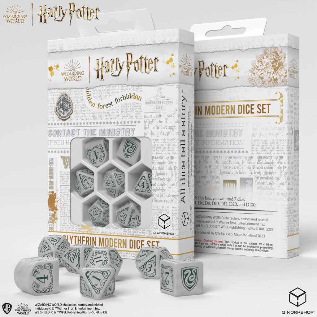Dés de Jeu Harry Potter Serpentard Blanc - Pour Jeux de Rôle et Fans