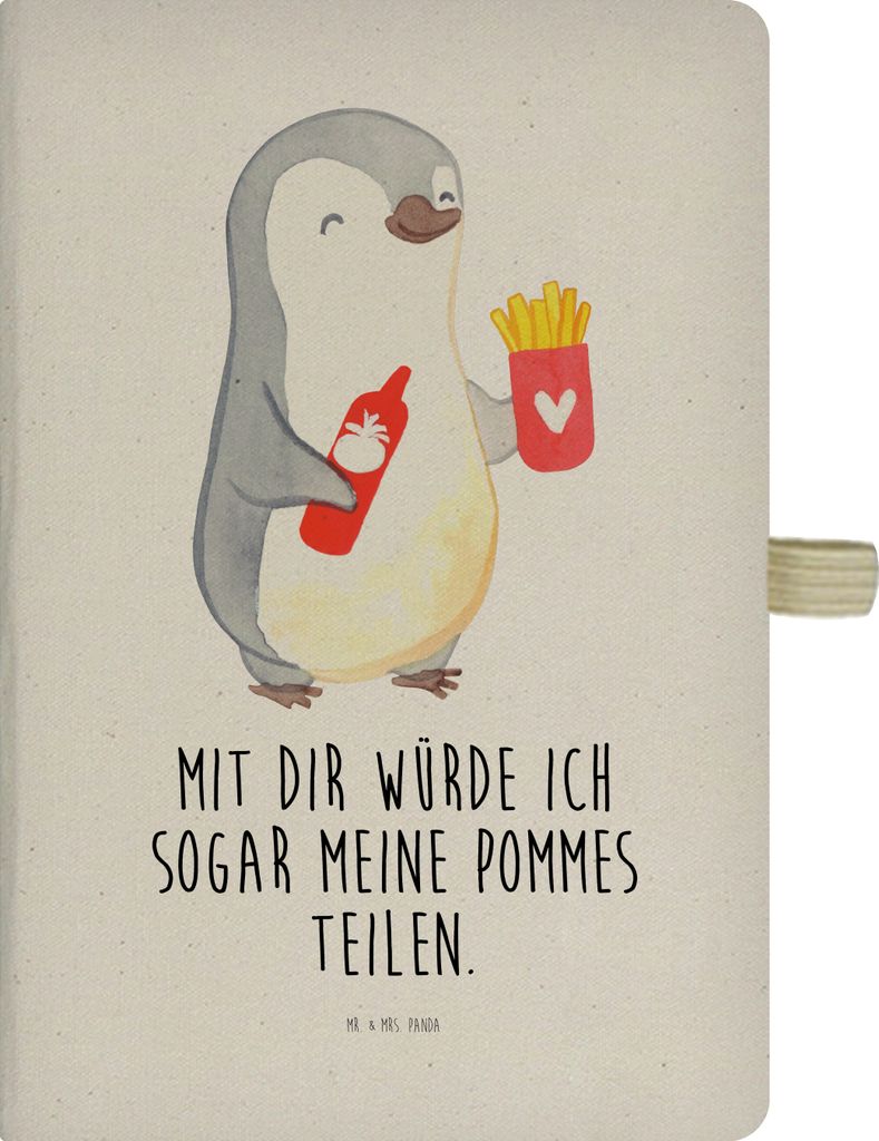 Mr. & Mrs. Panda Journal Pinguin Pommes - Transparent - Geschenk, Freund, Liebesbeweis, Skizzenbuch, Adressbuch, für Frauen, Reisetagebuch, Hochze...