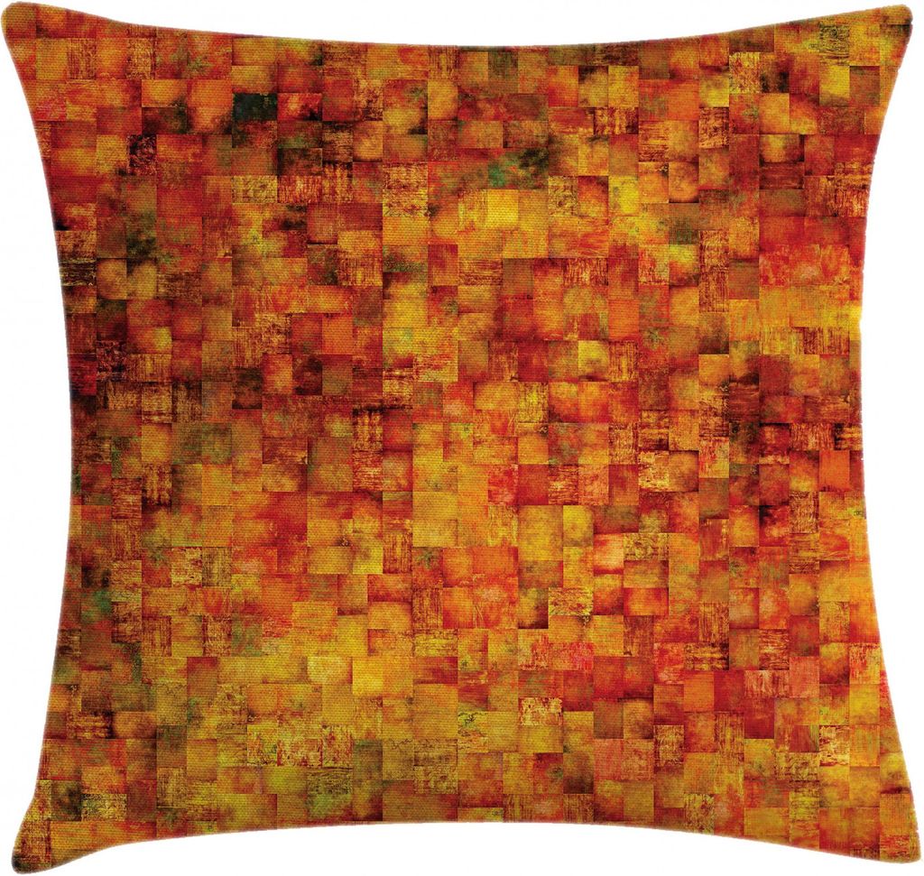 ABAKUHAUS Orange Kissenbezug, Vintage Mosaik Grunge, Wasser und Schmutz resistent Stoff Digital Druck Für den Innen oder Außen Bereich, 45 x 45 c...