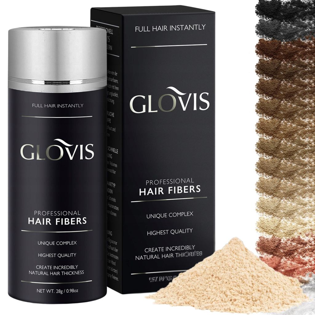 GLOVIS Hair Fibers 28g Haarverdichtung mit Sofortwirkung Haarfüller Schütthaar Streuhaar Haarpuder Haarfasern - Farbe HELLBLOND