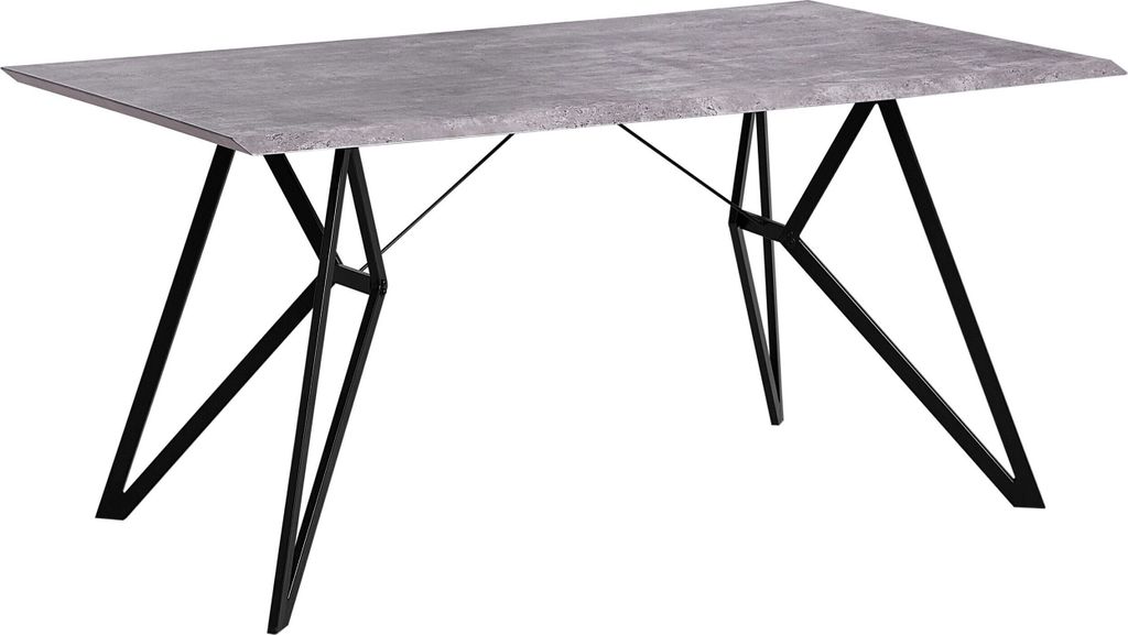 BELIANI Esstisch Grau Schwarz 90 x 160 cm MDF Tischplatte Metallfüßen Furnier Rechteckig Betonoptik Modern Scandinavien Stil
