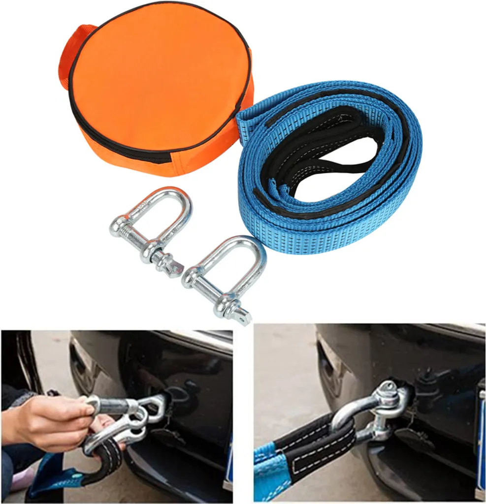 Kit Emergenza Auto TolleTour | Fune Traino 5M 8T con Ganci Sicurezza