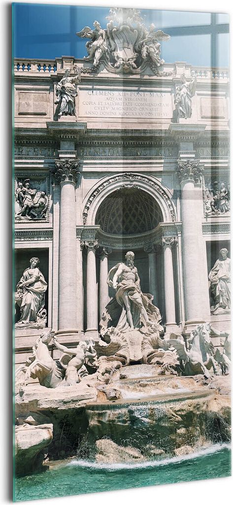 Designer Glasbild - Wandbild - Glas Bild - 50x100 cm - Trevi-Brunnen In Rom