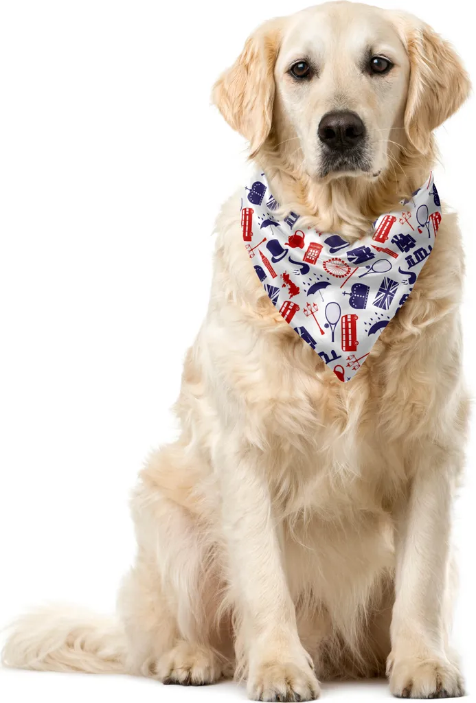 ABAKUHAUS London Bandana per animali domestici, Regno Unito, 40x40 cm, blu reale, rosso, bianco
