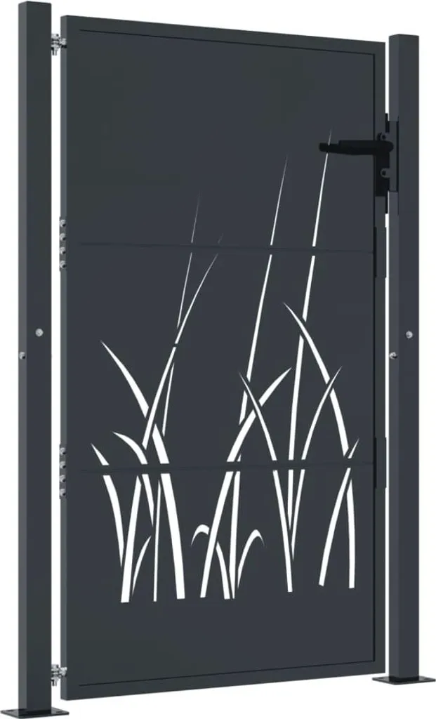 Portail Grille Anthracite 105x155cm Acier - Résistant aux Intempéries