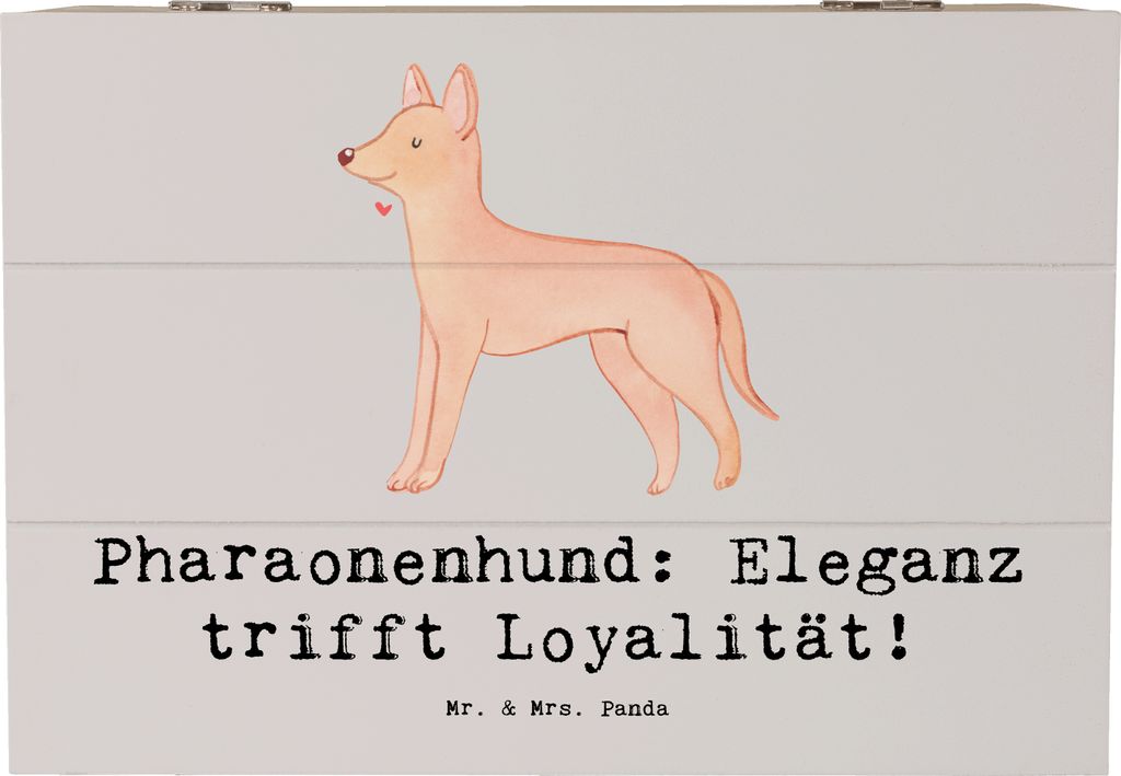 Mr. & Mrs. Panda Schatulle Pharaonenhund Eleganz 22 x 15 cm - Grau Pastell - Geschenk, fotobox, anmutiger Hund, Jagdhund, Hunderassen, Kiste, Holzt...