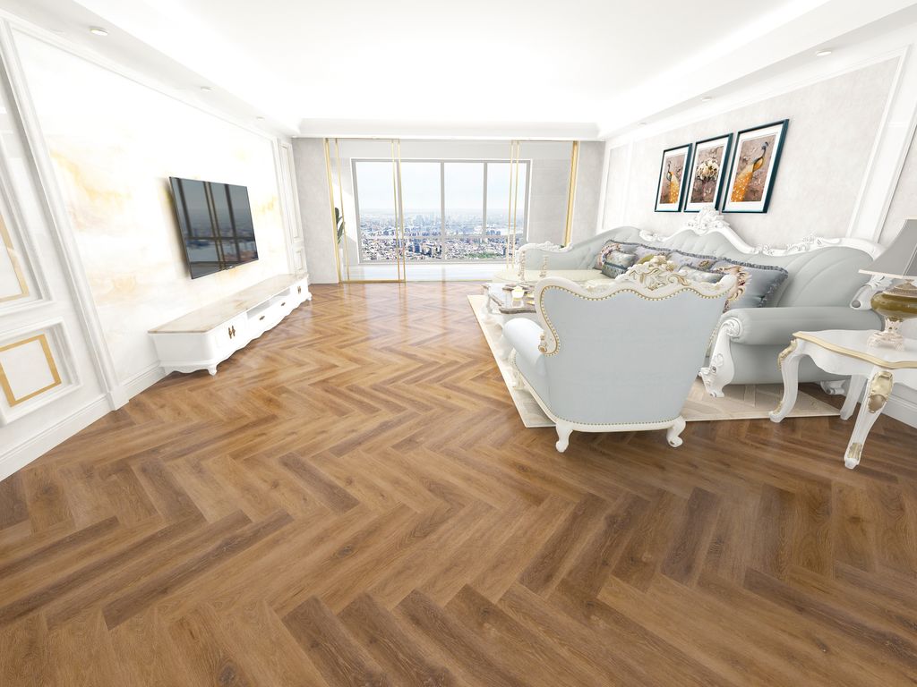 Klick Hart Vinylboden SPC, Fischgrät,7mm Hasselt Hickory 1 m²