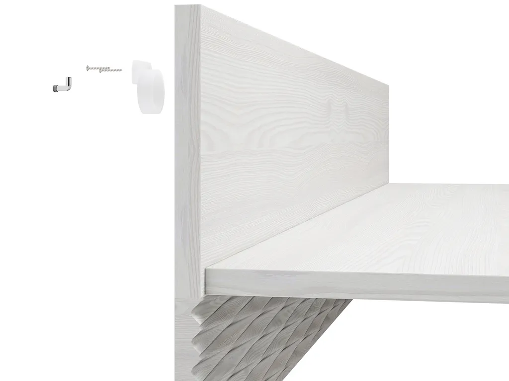 Étagère murale en bois blanc DERIKA - Rangement mural design en pin - 3