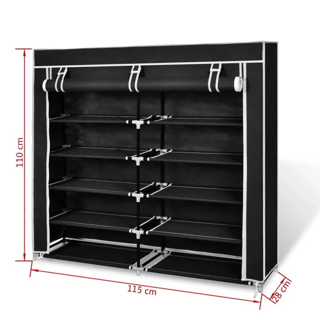 Armoire à chaussures en tissu noir 10 étagères gain de place - 13