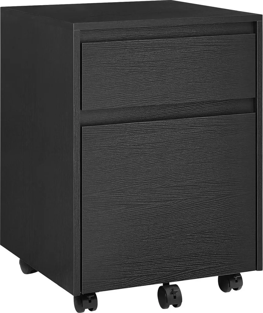 Piedistallo mobile - Armadio per archiviazione - 2 cassetti - Con rotelle - 40 x 56 x 40 cm - Legno rivestito in melamina - Max. 5/10 kg - Grigio chiaro