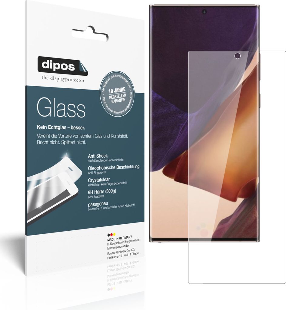 2x Schutzfolie für Samsung Galaxy Note 20 Ultra 5G - Anti-Shock 9H Folie dipos Glass Kunststoffglas
