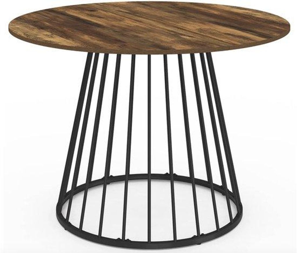 Industrielle Esszimmertafel 110 cm Dunkles Holzdesign mit Schwarzem Bein – Moderne Tischplatte für 4 bis 6 Personen