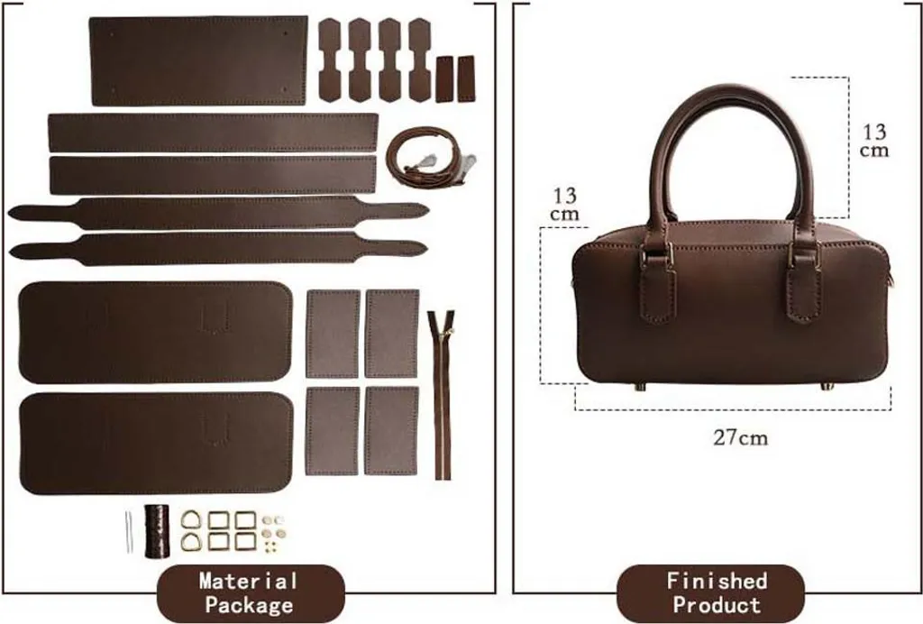 Sac Bowling en Cuir Véritable DIY : Kit Matériel Complet Marron L