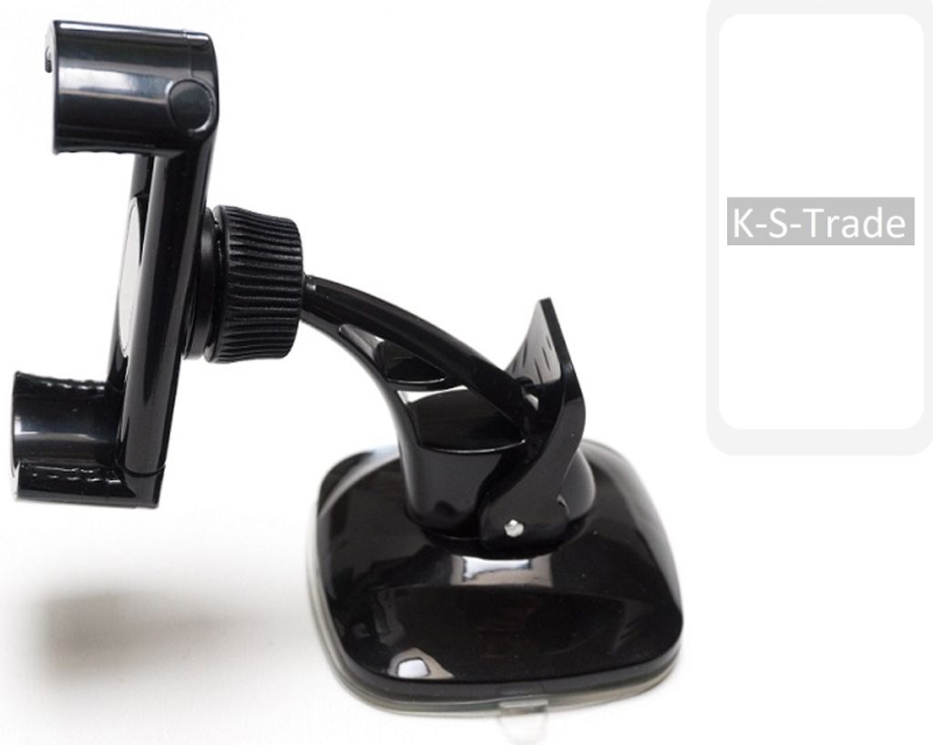 K-S-Trade kompakte Handy-Halterung Windschutzscheibe kompatibel mit Xiaomi Redmi Note 9 Armaturenbrett schwarz Autohalterung KFZ Halter
