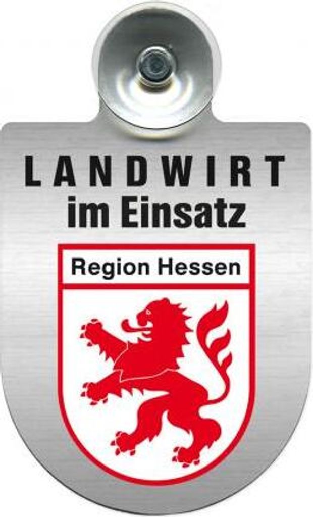 Einsatzschild Windschutzscheibe - Landwirt im Einsatz - 309369 incl. Regionenwappen Color - Region Hessen