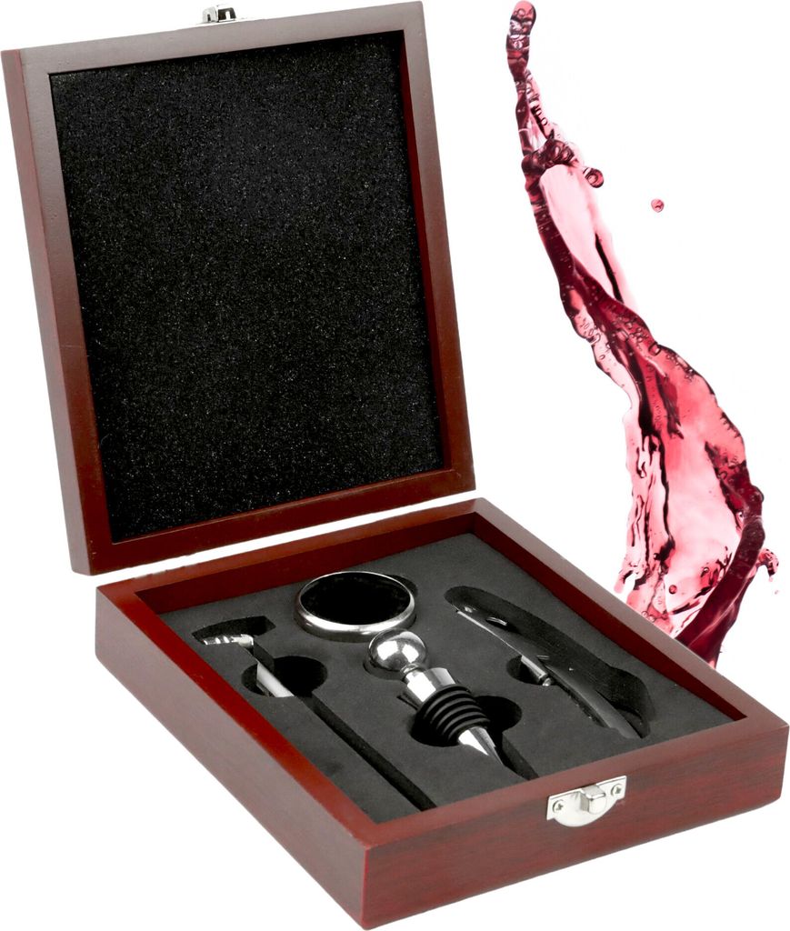 Weinzubehör Set Weinset 4-teilig Korkenzieher Weinzubehör Geschenk Present Set
