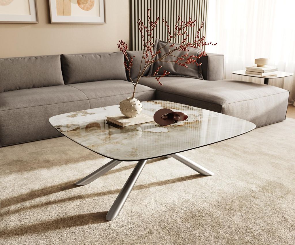 DELIFE Couchtisch Edge Boot 90x90 cm Keramik Minas Melange Produktbild 