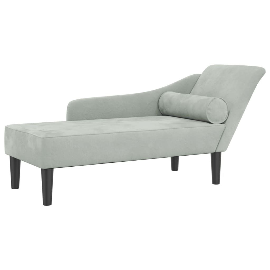 "2026 MODERNE" Chaiselongue mit Kissen Hellgrau Samt - Recamieren CC8847218