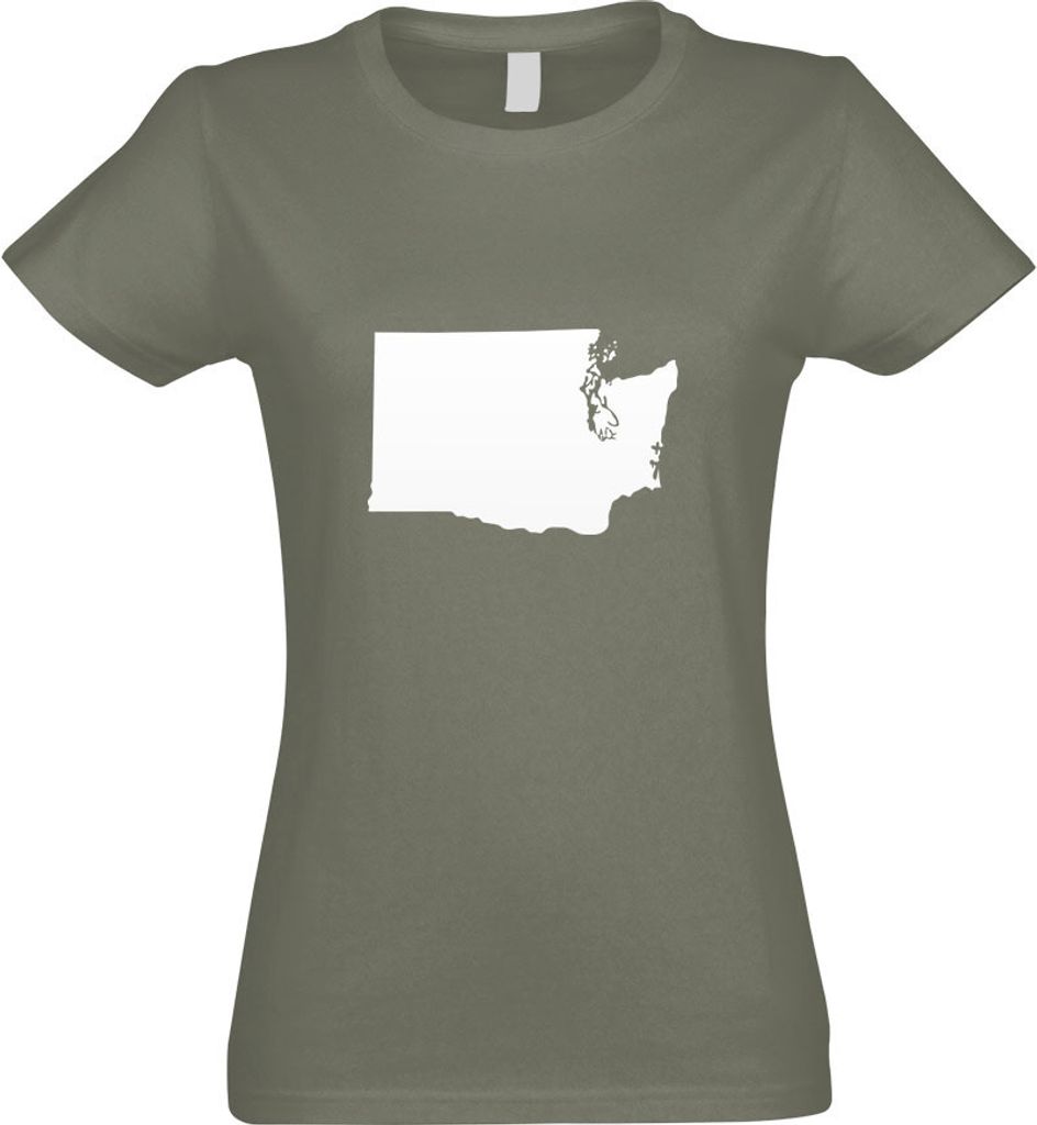 Kiwistar - T-Shirt tailliert - Damen - Olive - USA - Bundesstaat - Washington - mit Motiv Bedruckt - Funshirt Design - Sport - Freizeit - Damen - XXL