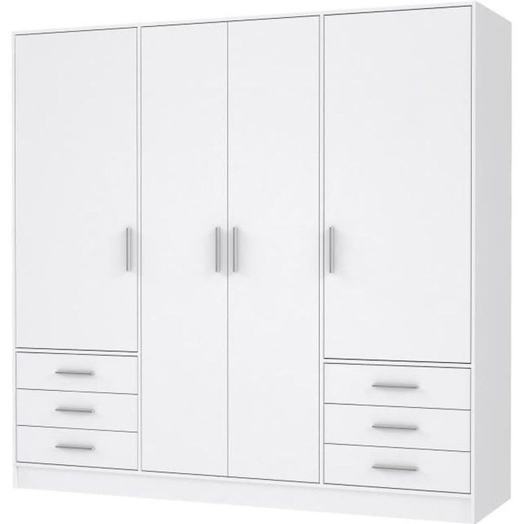 JONA Armoire 4 portes gris clair / blanc Image du produit 