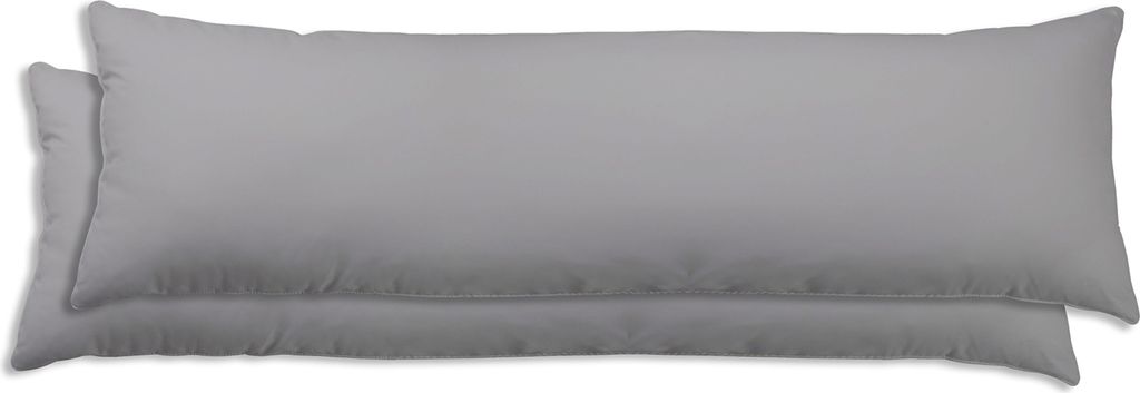 2er Set Kissenbezug Kissenhülle Kopfkissenbezug Hüllen Uni Renforce Baumwolle, Farbe:silber, Größe:40x145 cm