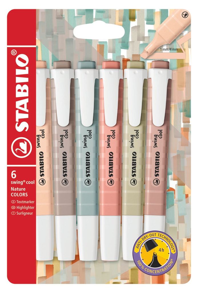 STABILO Textmarker -  swing cool NatureCOLORS - 6er Pack - Produktbild 