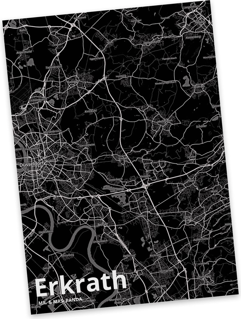 Mr. & Mrs. Panda Postkarte Erkrath - Geschenk, Stadt, Fotokarte, Ansichtskarte, Grußkarte, Ansichtskarten, Dorf Karte Landkarte Map Stadtplan, Pos...