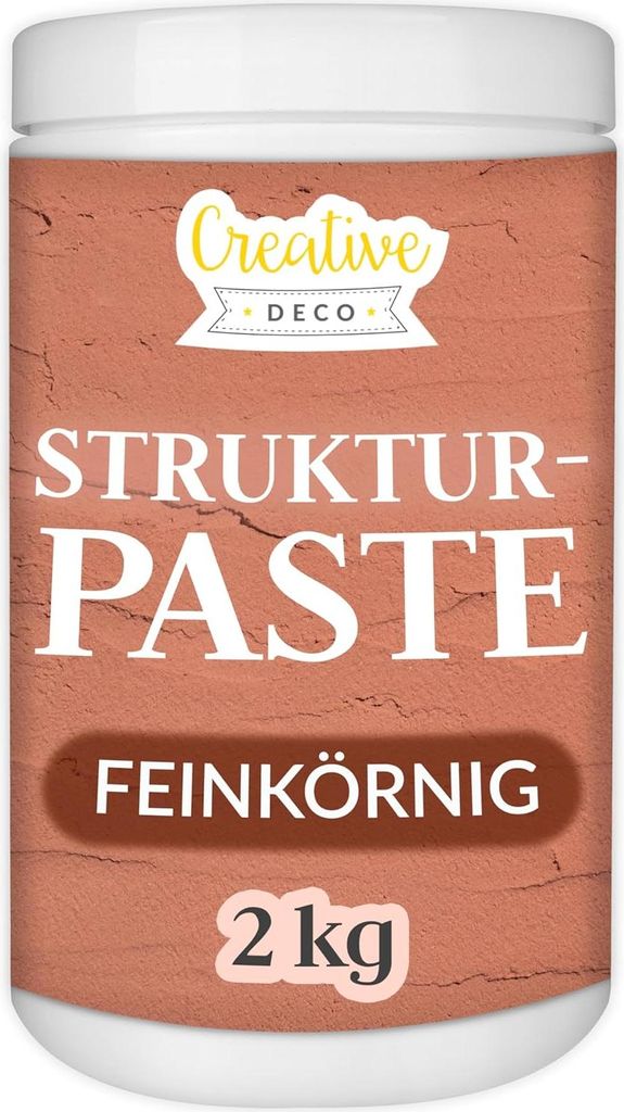 Creative Deco Strukturpaste Feinkörnig 2kg | Ziegelrote Spachtelmasse für Acrylmalerei | Modellierpaste für Kunstprojekte, Acrylfarbe, DIY, 3D-E...