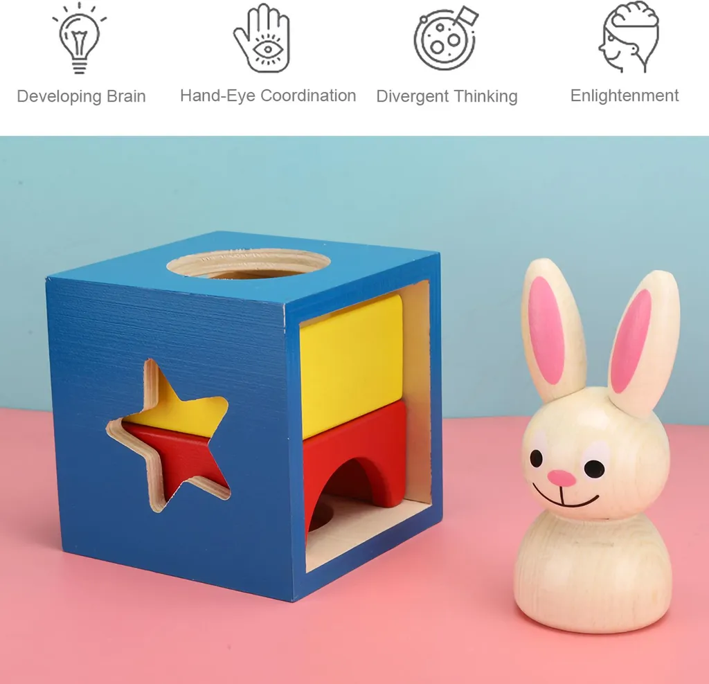 Jouet Éducatif Lapin en Bois : Puzzle Interactif et Durable pour Bébé