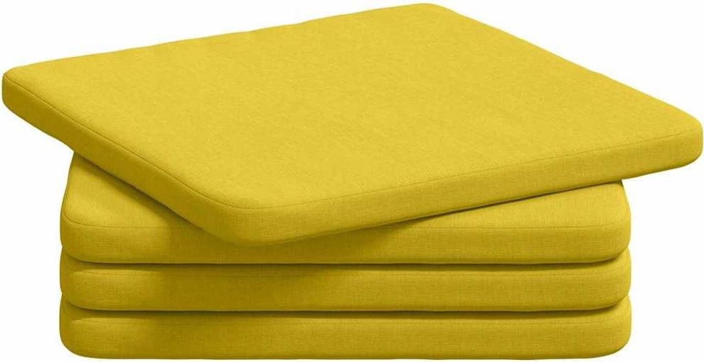 vidaXL Sitzkissen 4 pcs Helles Gelb 40 x 40 x 3 cm Stoff Produktbild 