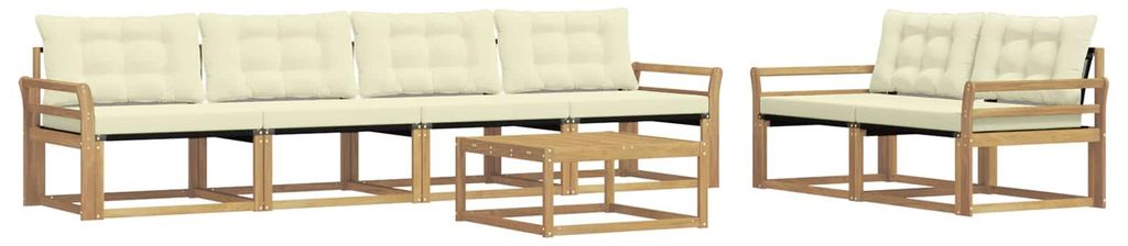 vidaXL Outdoor-Sofagarnitur 7 pcs Weiß und Creme 79 x 79 x 37 cm