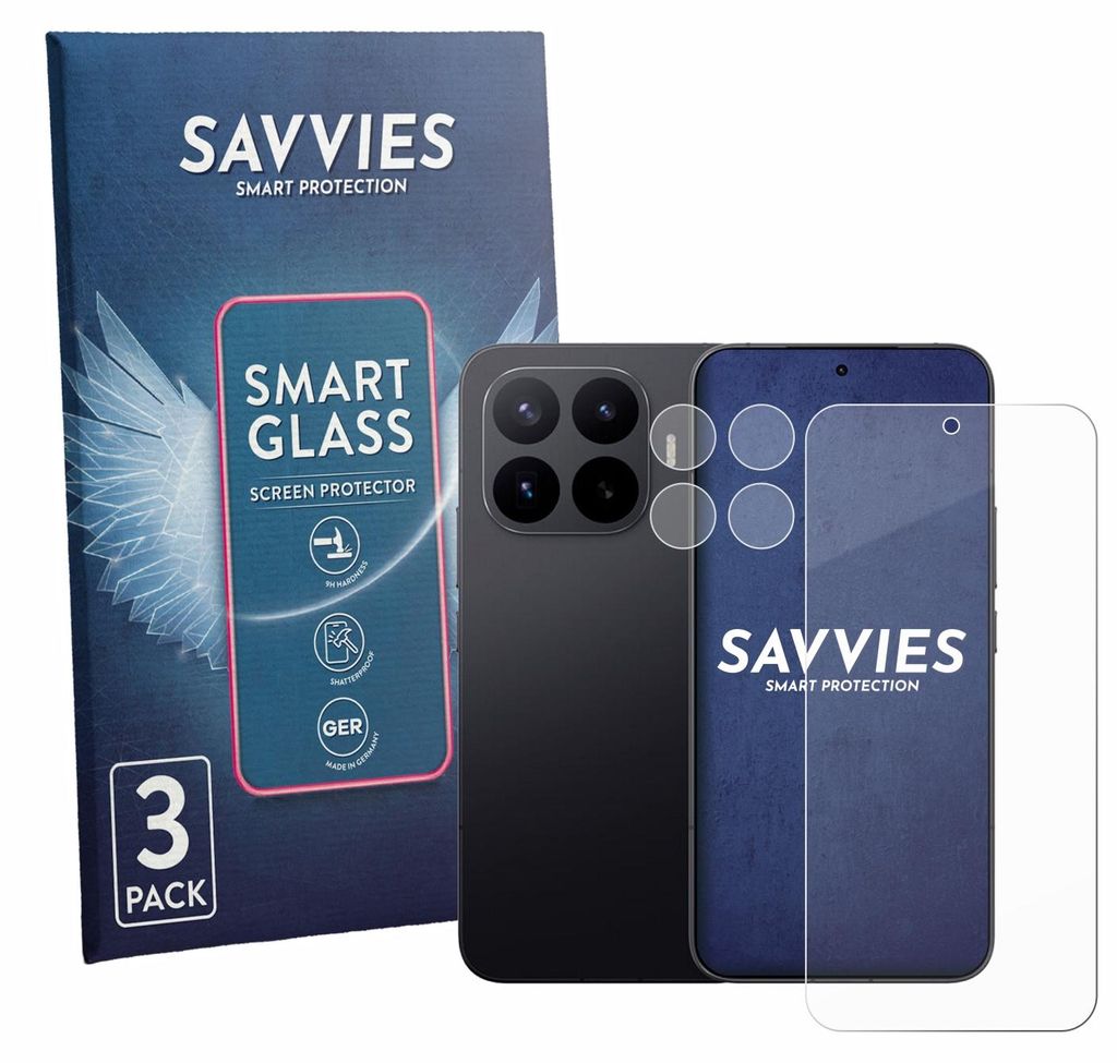 3x Savvies Schutzglas Folie für Xiaomi 17T Pro (Display+Kamera) 9H Panzer Schutzfolie Glas Displayschutz klar transparent