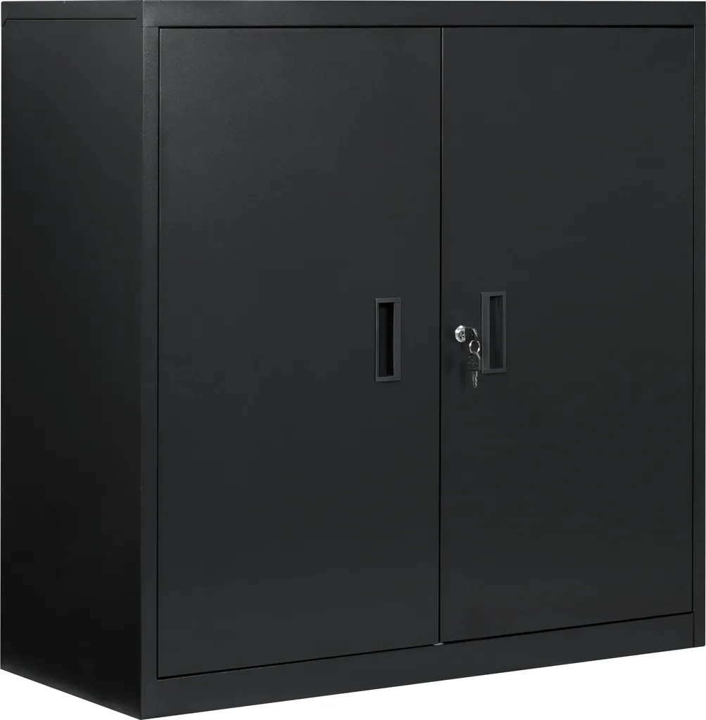 Armoire métallique pour dossiers noir 90x92x40 cm avec tablettes réglables