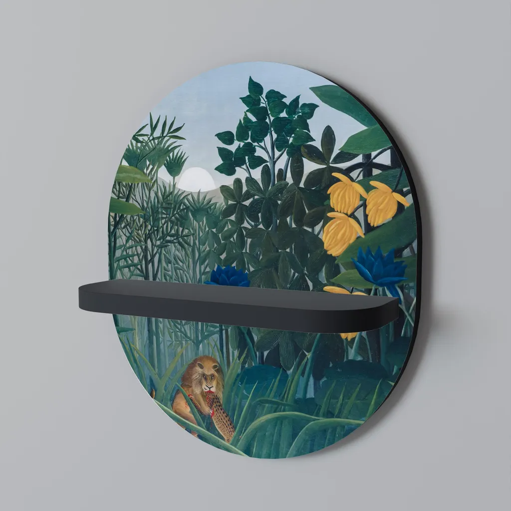 LE REPAS DU LION Ovales Regal Schwarz Étagère Murale Design Métal Noir