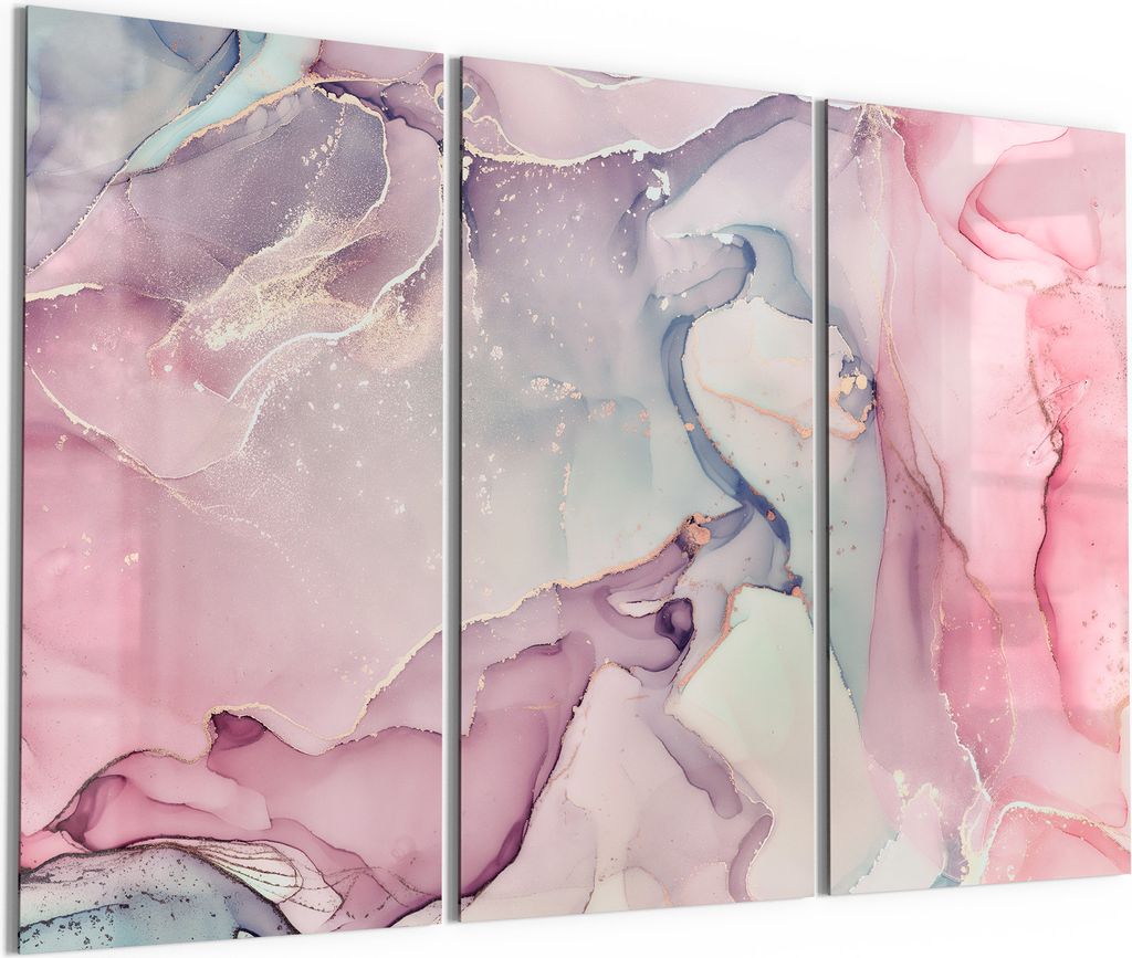 DEQORI Glasbild Echtglas 3x50x100 cm 'Elegante Farbströme' Wandbilder XXL groß