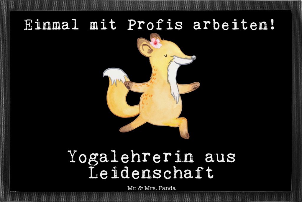 Mr. & Mrs. Panda Gummimatte Yogalehrerin Leidenschaft 40 x 60 cm - Schwarz - Geschenk, Schmutzfänger, bodenmatte, Fussmatte, Schmutzmatte, fußmat...