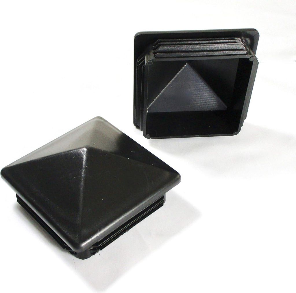 Ajile, 4 Stück, Lamellenstopfen Kunststoff Quadratisch Pyramidenform 100 x 100 mm für Zaunpfosten und Pfähle, Schwarz, ECP182x4
