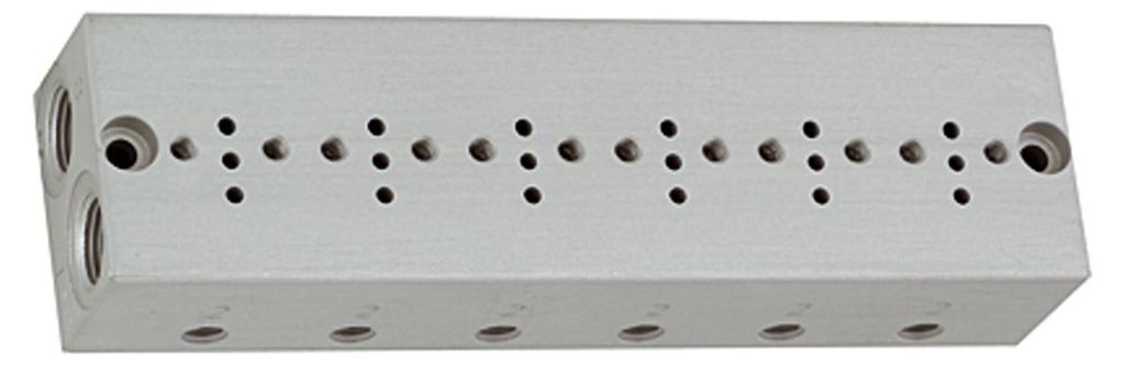 Riegler Reihengrundplatte 6-fach, M5 für Mini-Magnetventile 15 mm
