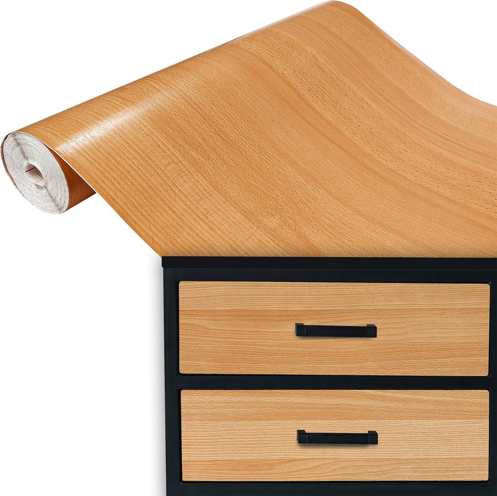Klebefolie Möbel 90x100 cm - Buche Rot - Selbstklebende Möbelfolie in Holzoptik - Folie für Möbel ideal zum Renovieren von Schränken und Arbei...